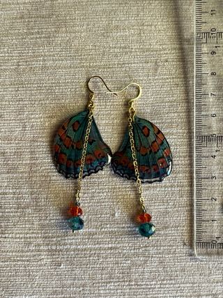 Pendientes alas mariposa turquesa
