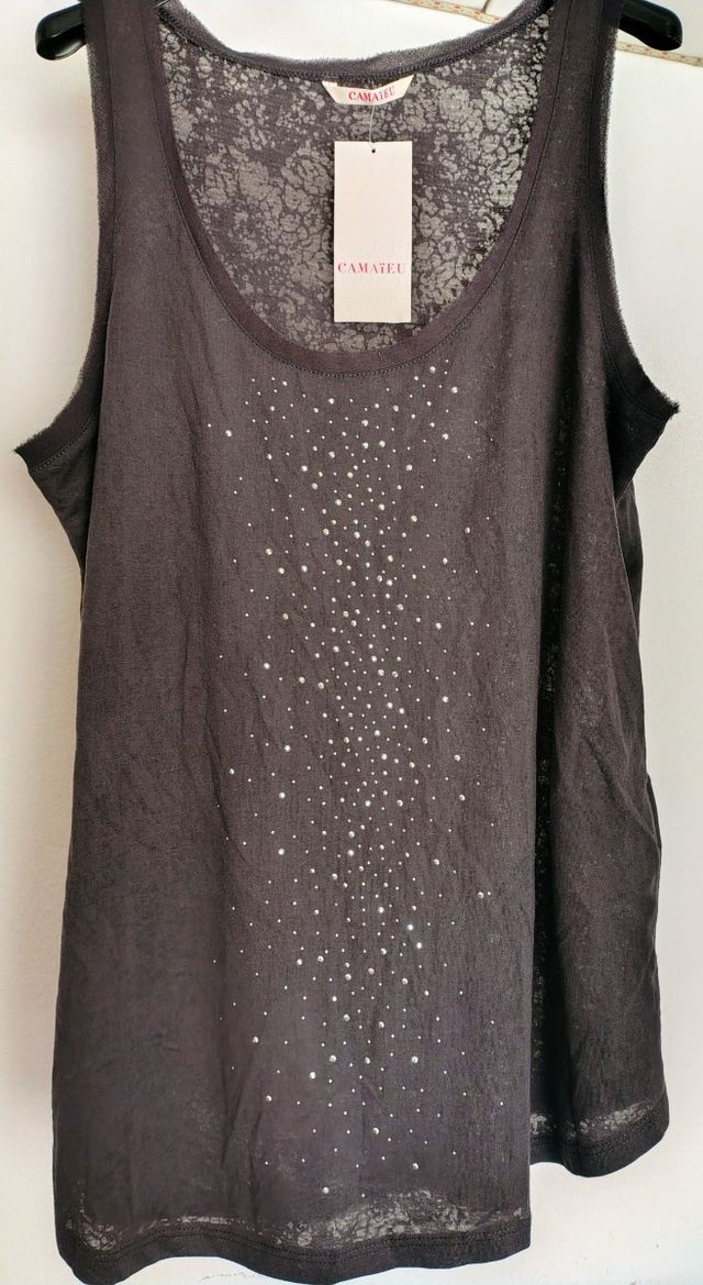 Top CAMATEU grigio - cristalli