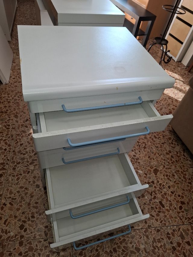 Cajonera 7 cajones blanca y azul