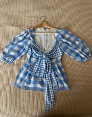 Blusa Uterque azul cuadros