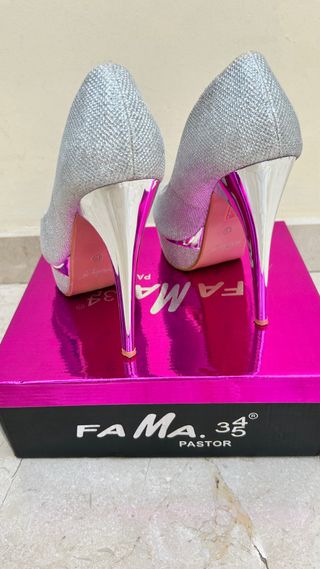 Zapatos Plataforma Plata Brillante 37