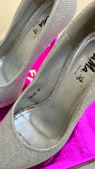 Zapatos Plataforma Plata Brillante 37