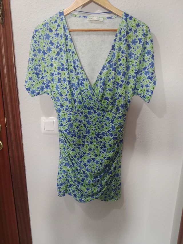 Vestido flores azul y verde