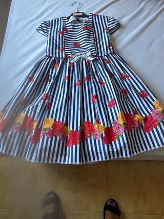 Vestido niña rayas flores T8-12