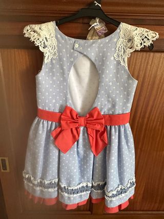Vestido niña verano T8 - Azul lunares