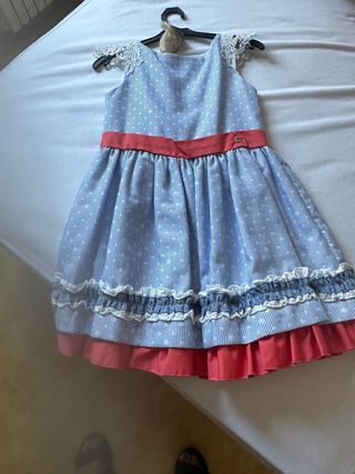 Vestido niña verano T8 - Azul lunares