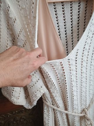 Vestido Zara crochet beige