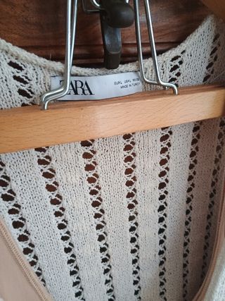 Vestido Zara crochet beige