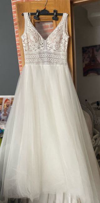 Vestido novia boho blanco comprado en novia sol