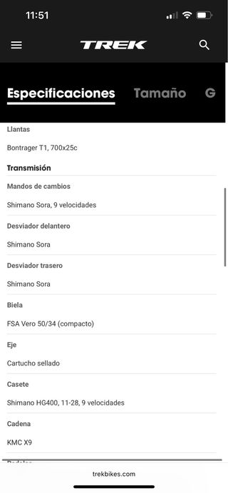 Bicicleta carretera Trek Lexa S/47 mujer