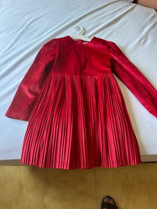 Vestido terciopelo rojo niña T7