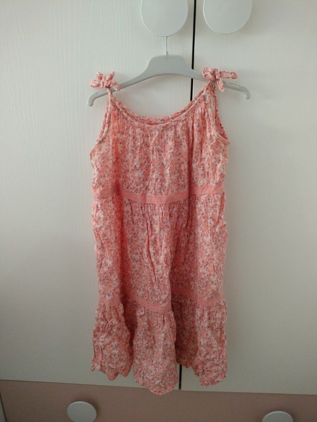 Vestido niña flores coral