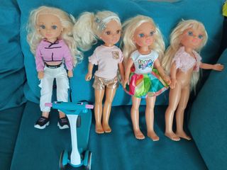4 Muñecas Nancy + Patinete