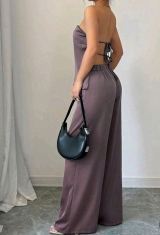 Conjunto satén marrón-morado