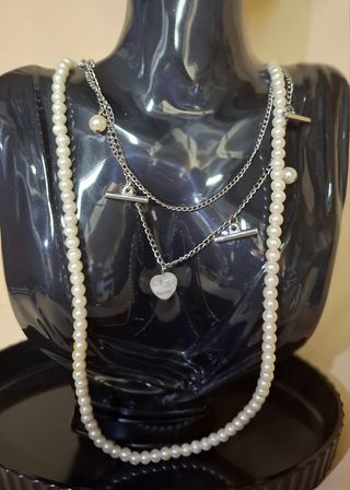 Collana multifilo con ciondolo a cuore