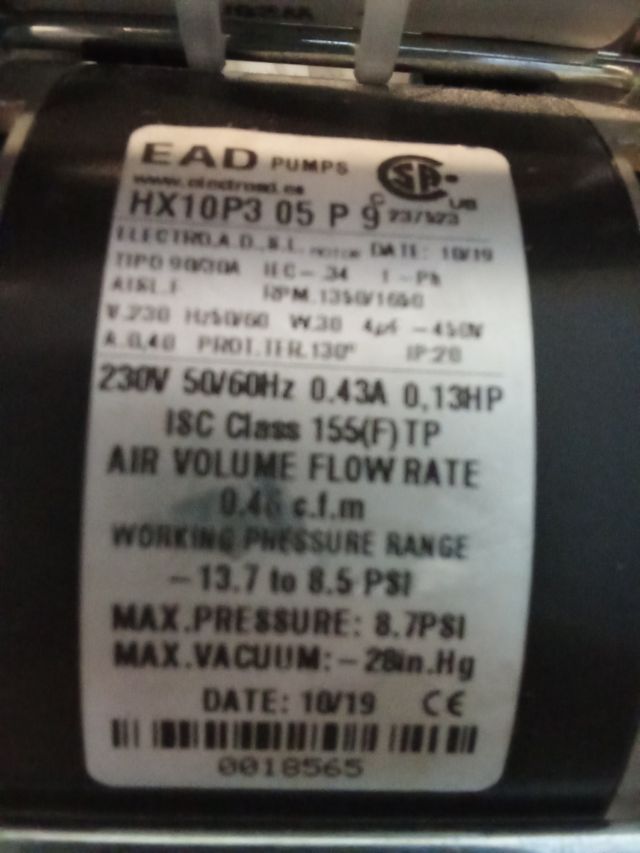 Bomba vacío - 8.7 PSI