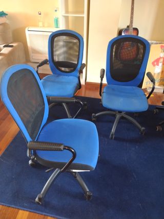 3 sedie da ufficio blu - Ergonomiche