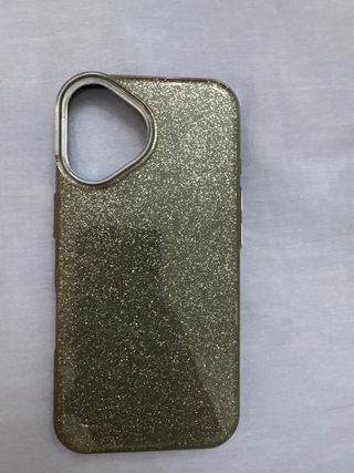 Funda iPhone 16 negra con purpurina