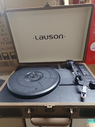 Tocadiscos maletín dorado