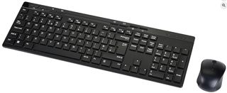 Teclado inglés UK y ratón inalámbricos negros