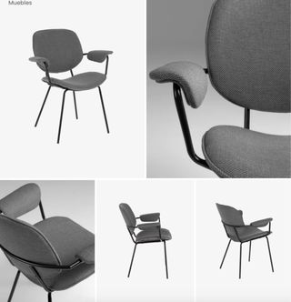 Silla comedor gris con reposabrazos