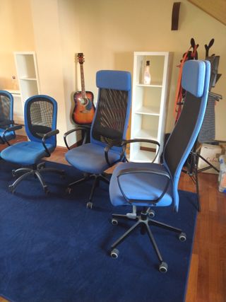 3 Sillas oficina ergonómicas azules