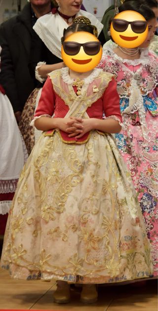 Traje Fallera niña - Beige y Rojo 
