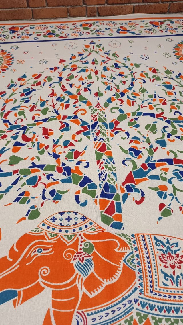 TRAPUNTA CON FRANGE MULTICOLORE ELEFANTE ARANCIONE 2 PEZZI