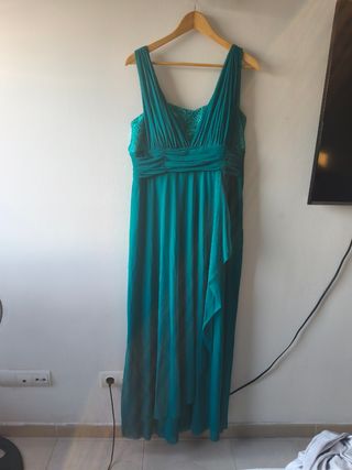 Vestido largo fiesta - verde azulado