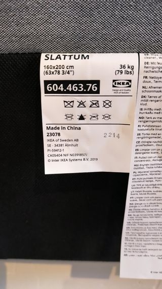 Somier Ikea SLATTUM 160x200cm gris.