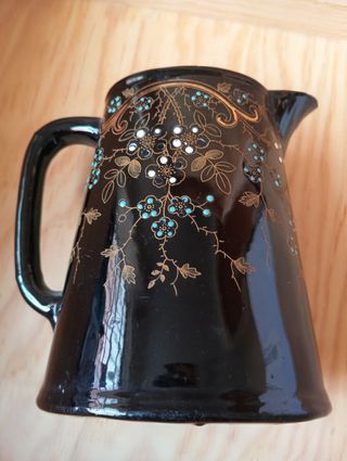 Cafetera inglesa porcelana negra dorada