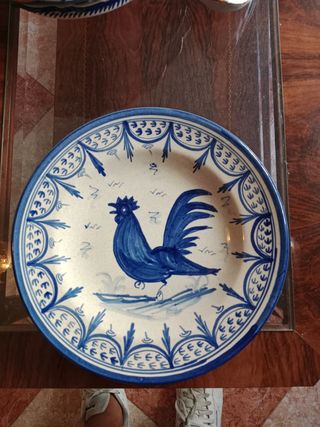 Plato Cerámica Azul Gallo de Talavera 