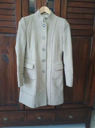 Abrigo paño mujer beige talla M