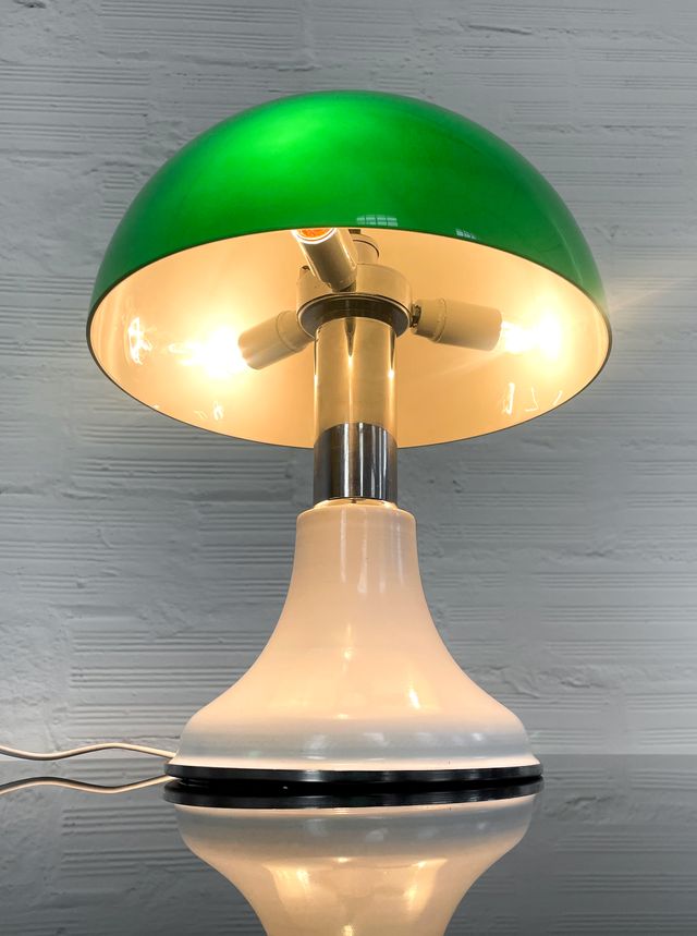 LÁMPARA SOBREMESA CHAMPIÑÓN VERDE. 70s
