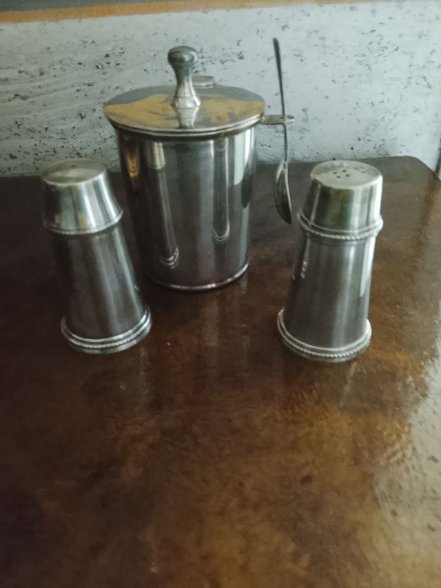 Juego azucarero, salero y pimentero vintage