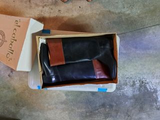 Botas altas cuero de piel marrón-negro