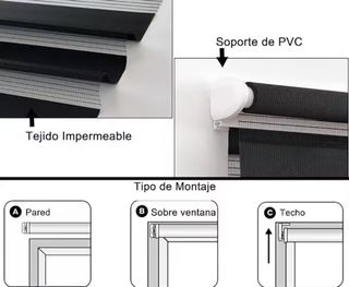 Estor Enrollable Negro 100x180cm