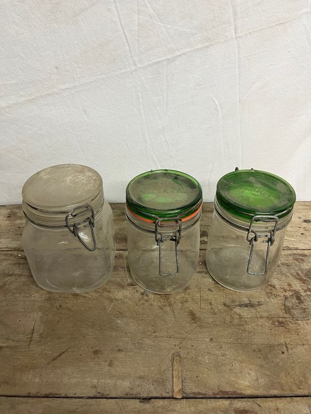 3 Vasetti vetro antichi  da 750ml