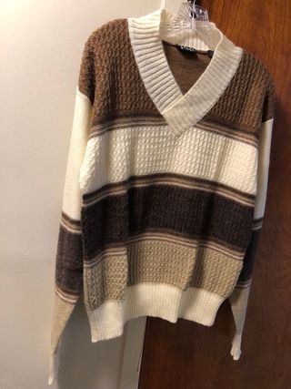 Suéter rayas marrón beige