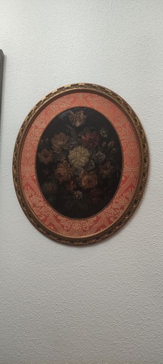 Cuadro flores - Óleo damasco rojo