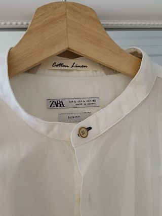 Camisa Zara cuello mao blanca