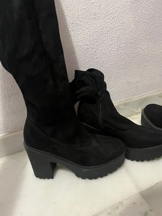 Botas altas negras tacón grueso