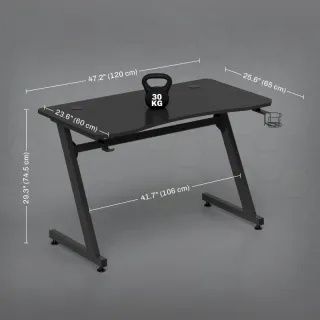 Scrivania da Gaming in Legno e Acciaio con Passaca