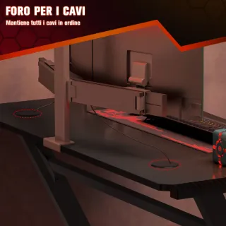 Scrivania da Gaming in Legno e Acciaio con Passaca