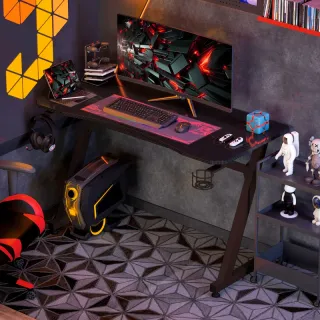 Scrivania da Gaming in Legno e Acciaio con Passaca