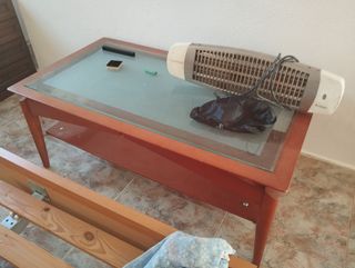 Mesita centro madera-cristal