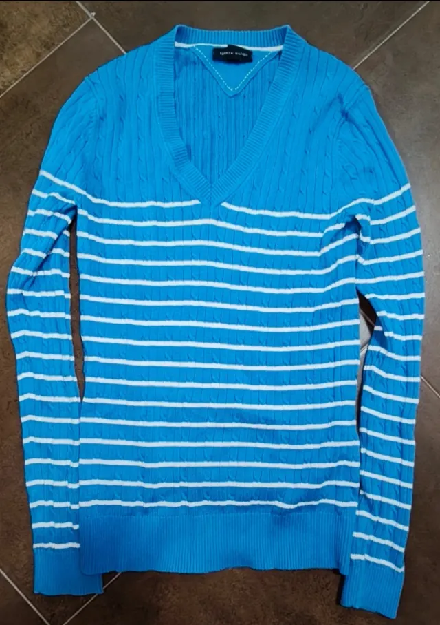 Suéter Tommy Hilfiger azul y blanco