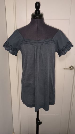 Massimo Dutti Blusa azul troquelada