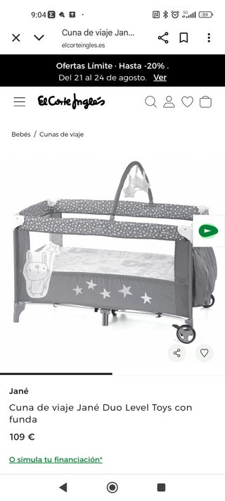 Cuna viaje Jané, gris