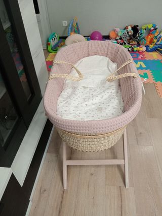 Moisés mimbre bebé + sábanas